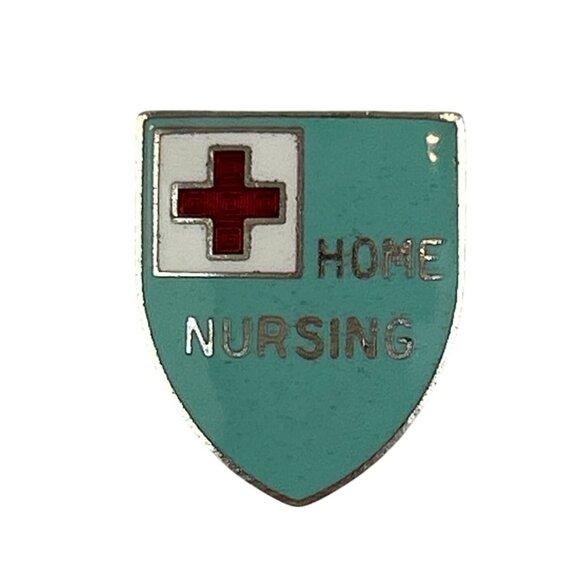 Vintage Home Nursing Shield Pin Badge Red Cross Design Turquoise Red Cross - Picture 4 of 5